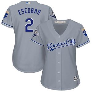 Outstanding Royals #2 Alcides Escobar Grey Road Women's Stitched MLB Jersey Be among the first buyers Order now to enjoy top notch quality