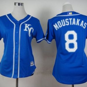 Outstanding Royals #8 Mike Moustakas Blue Alternate 2 Women's Stitched MLB Jersey Sports fans this is your chance Order soon to be part of the action