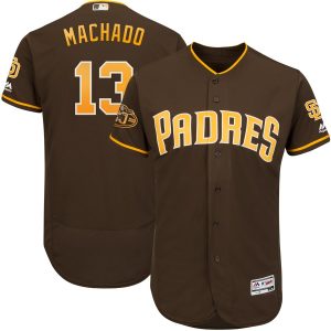 Outstanding San Diego Padres #13 Manny Machado Majestic Flex Base Authentic Stitched MLB Jersey Brown