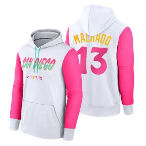 Outstanding San Diego Padres #13 Manny Machado Men's Nike MLB 2022 City Connect Hoodie   White