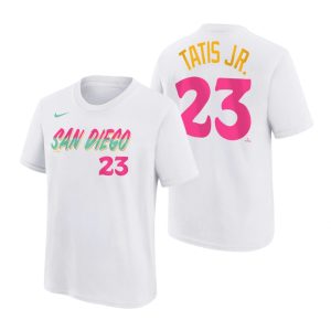 Outstanding San Diego Padres #23 Fernando Tatis Jr. 2022 City Connect Youth MLB T Shirt   White Sports fans this is your chance Order soon to be part of the action