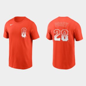 Outstanding San Francisco Giants #28 Buster Posey Men's 2021 City Connect Practice Orange T shirt Limited stock Order now to show your love for your team