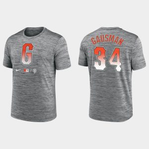 Outstanding San Francisco Giants #34 Kevin Gausman Men's 2021 City Connect Anthracite T shirt Limited stock Order now to show your love for your team