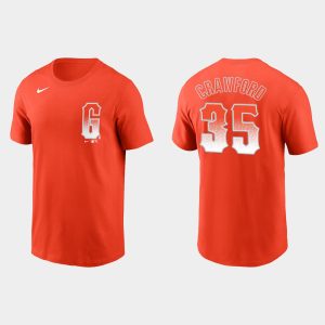 Outstanding San Francisco Giants #35 Brandon Crawford Men's 2021 City Connect Practice Orange T shirt Sports enthusiasts seize this opportunity Order now to feel the game excitement