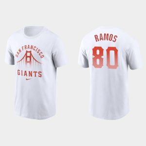 Outstanding San Francisco Giants #80 Heliot Ramos Men's 2021 City Connect Graphic White T shirt For a short time available Grab yours quickly to own a team jersey