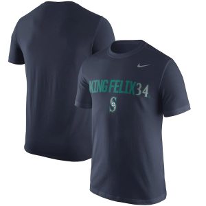 Outstanding Seattle Mariners #34 Felix Hernandez Nike Nickname Legend Player Name & Number Performance T Shirt Navy Limited stock Order now to show your love for your team