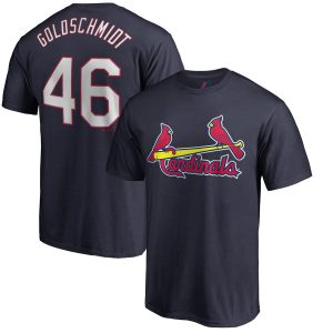 Outstanding St. Louis Cardinals #46 Paul Goldschmidt Majestic Official Name & Number T Shirt Navy