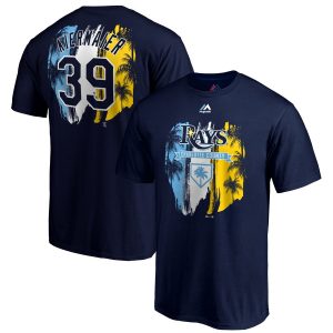 Outstanding Tampa Bay Rays #39 Kevin Kiermaier Majestic 2019 Spring Training Name & Number T Shirt Navy