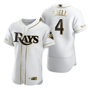 Outstanding Tampa Bay Rays #4 Blake Snell White Nike Men's Authentic Golden Edition MLB Jersey
