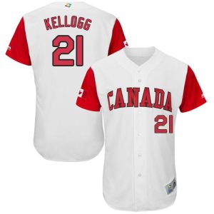 Outstanding Team Canada #21 Ryan Kellogg White 2017 World MLB Classic Authentic Stitched MLB Jersey