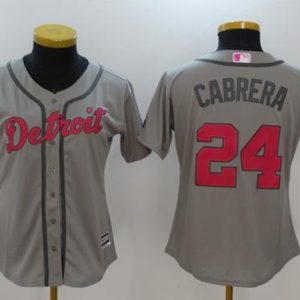 Outstanding Tigers #24 Miguel Cabrera Grey Mother's Day Cool Base Women's Stitched MLB Jersey Hurry Exclusive offer Place your order immediately for a great jersey