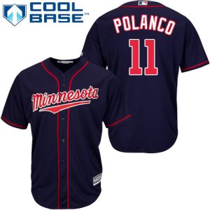 Outstanding Twins #11 Jorge Polanco Navy Blue Cool Base Stitched MLB Jersey