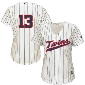 Outstanding Twins #13 Ehire Adrianza Cream Strip Alternate Women's Stitched MLB Jersey Sports enthusiasts seize this opportunity Order now to feel the game excitement