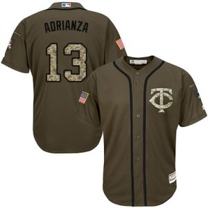 Outstanding Twins #13 Ehire Adrianza Green Salute to Service Stitched MLB Jersey