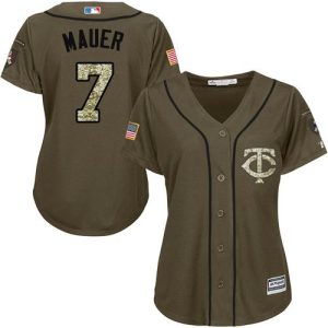 Outstanding Twins #7 Joe Mauer Green Salute to Service Women's Stitched MLB Jersey Retailers boost your inventory Order now to meet customer demand