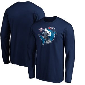 Outstanding Washington Nationals Majestic 2019 World Series Champions Trophy Shark Long Sleeve T Shirt Navy