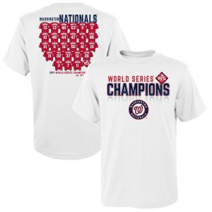 Outstanding Washington Nationals Majestic Youth 2019 World Series Champions Jersey Roster T Shirt White