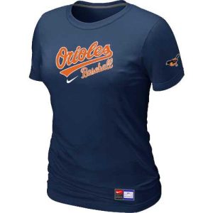 Outstanding Women's Baltimore Orioles Nike Short Sleeve Practice MLB T Shirt Midnight Blue