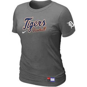 Outstanding Women's Detroit Tigers Nike Short Sleeve Practice MLB T Shirt Crow Grey