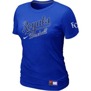 Outstanding Women's MLB Kansas City Royals Blue Nike Short Sleeve Practice T Shirt