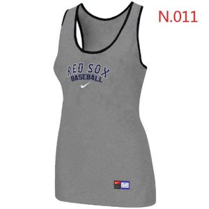 Outstanding Women's Nike Boston Red Sox Tri Blend Racerback Stretch Tank Top Light Grey