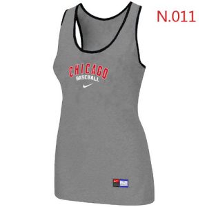 Outstanding Women's Nike Chicago Cubs Tri Blend Racerback Stretch Tank Top Light Grey