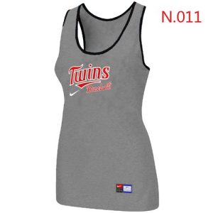 Outstanding Women's Nike Minnesota Twins Tri Blend Racerback Stretch Tank Top Light Grey