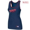 Outstanding Women's Nike Washington Nationals Tri Blend Racerback Stretch Tank Top Blue