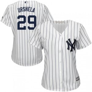 Outstanding Yankees #29 Gio Urshela White Strip Home Women's Stitched MLB Jersey With high demand Don't miss out Order now to wear your team colors