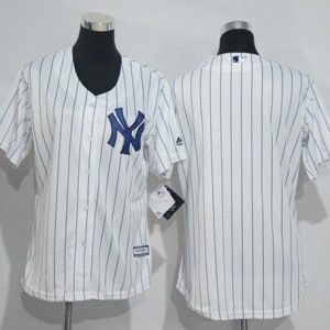 Outstanding Yankees Blank White Strip Women's Home Stitched MLB Jersey Be among the first buyers Order now to enjoy top notch quality