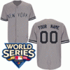 Outstanding Yankees Personalized Authentic Grey w/2009 World Series Patch MLB Jersey (S 3XL)