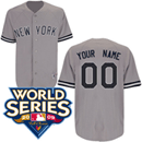 Outstanding Yankees Personalized Authentic Grey w/2009 World Series Patch MLB Jersey (S 3XL)