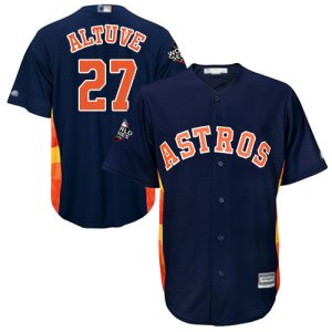 Premium Astros #27 Jose Altuve Navy Blue Cool Base 2019 World Series Bound Stitched Youth MLB Jersey Hurry Exclusive offer Place your order immediately for a great jersey