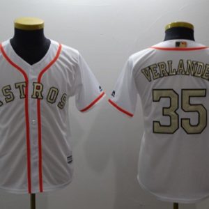 Premium Astros #35 Justin Verlander White 2017 World Series Champions Gold Program Cool Base Stitched Youth MLB Jersey Retailers boost your inventory Order now to meet customer demand