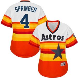 Premium Astros #4 George Springer White/Orange Alternate Cooperstown Women's Stitched MLB Jersey Act fast Only a few left Secure yours today