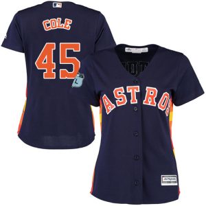 Premium Astros #45 Gerrit Cole Navy Blue Alternate Women's Stitched MLB Jersey Retailers boost your inventory Order now to meet customer demand