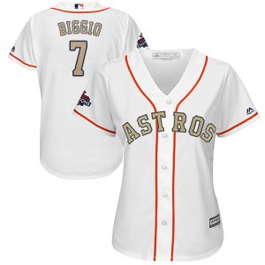 Premium Astros #7 Craig Biggio White 2018 Gold Program Cool Base Women's Stitched MLB Jersey Act fast Only a few left Secure yours today