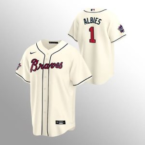 Premium Atlanta Braves #1 Ozzie Albies Nike 150th Anniversary 2021 World Series Youth MLB Jersey   Cream For a short time available Grab yours quickly to own a team jersey