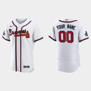 Premium Atlanta Braves Custom Men's Nike 2021 World Series Champions Patch MLB Authentic Player Jersey   White