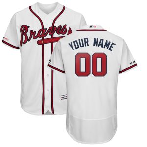 Premium Atlanta Braves Majestic Home 2019 Authentic Collection Flex Base Custom Jersey White