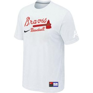 Premium Atlanta Braves Nike Short Sleeve Practice MLB T Shirt White