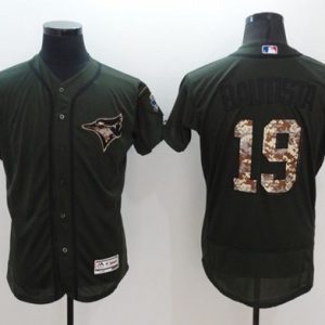 Premium Blue Jays #19 Jose Bautista Green Flexbase Authentic Collection Salute to Service Stitched MLB Jersey