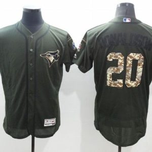 Premium Blue Jays #20 Josh Donaldson Green Flexbase Authentic Collection Salute to Service Stitched MLB Jersey