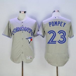 Premium Blue Jays #23 Dalton Pompey Grey Flexbase Authentic Collection Stitched MLB Jersey