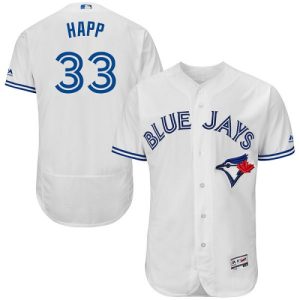 Premium Blue Jays #33 J.A. Happ White Flexbase Authentic Collection Stitched MLB Jersey