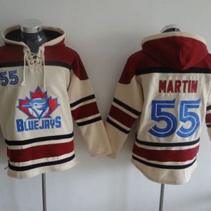 Premium Blue Jays #55 Russell Martin Cream Sawyer Hooded Sweatshirt MLB Hoodie