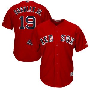 Premium Boston Red Sox #19 Jackie Bradley Jr. Majestic 2018 World Series Champions Team Logo Player Jersey Scarlet