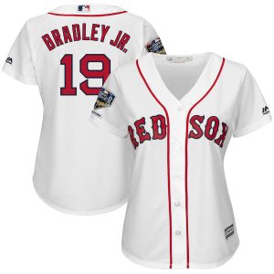 Premium Boston Red Sox #19 Jackie Bradley Jr. Majestic Women's 2018 World Series Champions Home Cool Base Player Jersey White Collectors this is a must have Add it to your collection by ordering