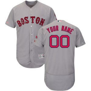 Premium Boston Red Sox Majestic Road Flex Base Authentic Collection Custom Jersey Gray