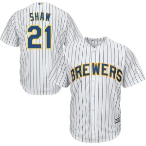 Premium Brewers #21 Travis Shaw White Strip Cool Base Stitched Youth MLB Jersey Limited stock Order now to show your love for your team